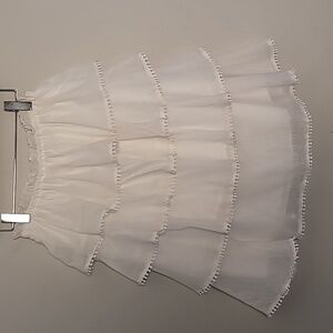 Red Carter paperbag ruffled skirt Sz S White Lined Elastic Waist